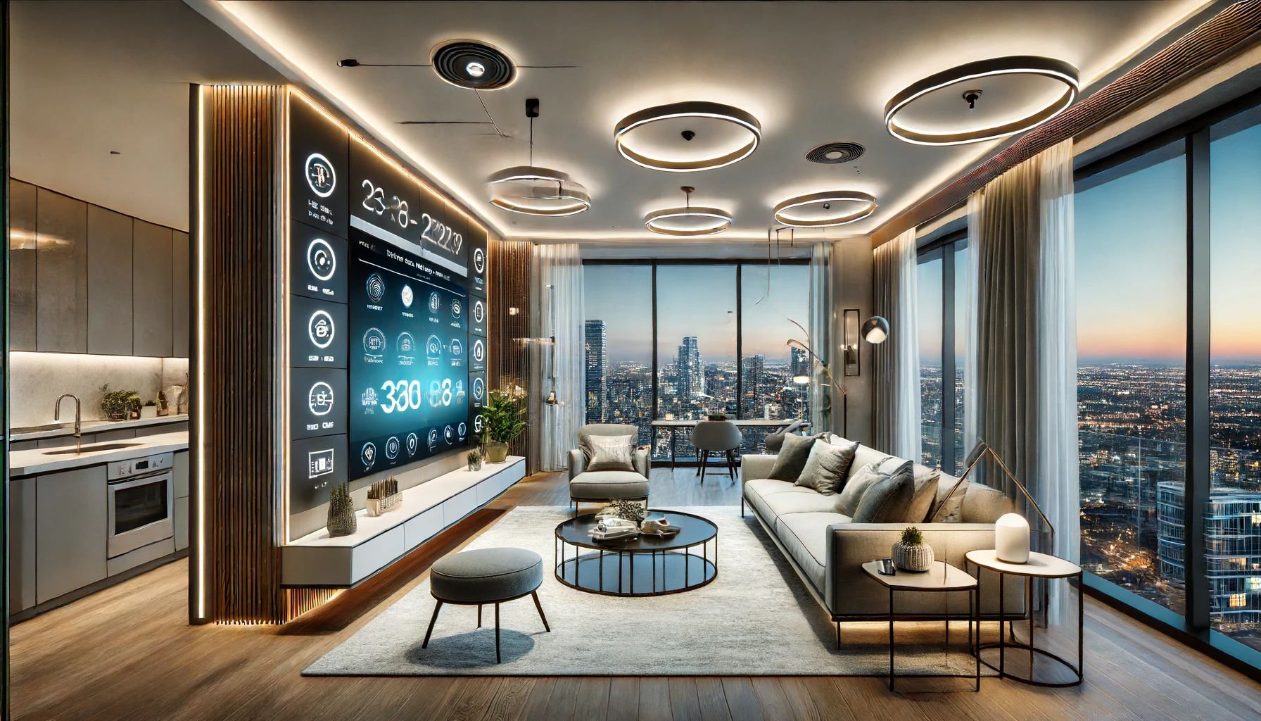 Modern Toronto condo interior showcasing smart home technology and city views, highlighting trends in urban