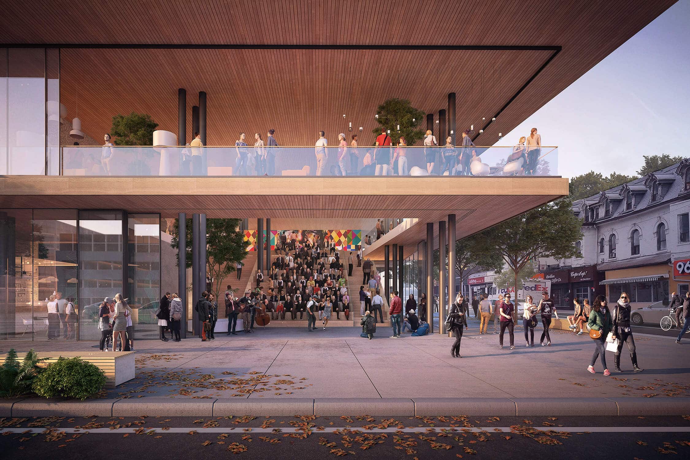 Architectural rendering of the OCAD University development in Toronto, featuring a modern building design