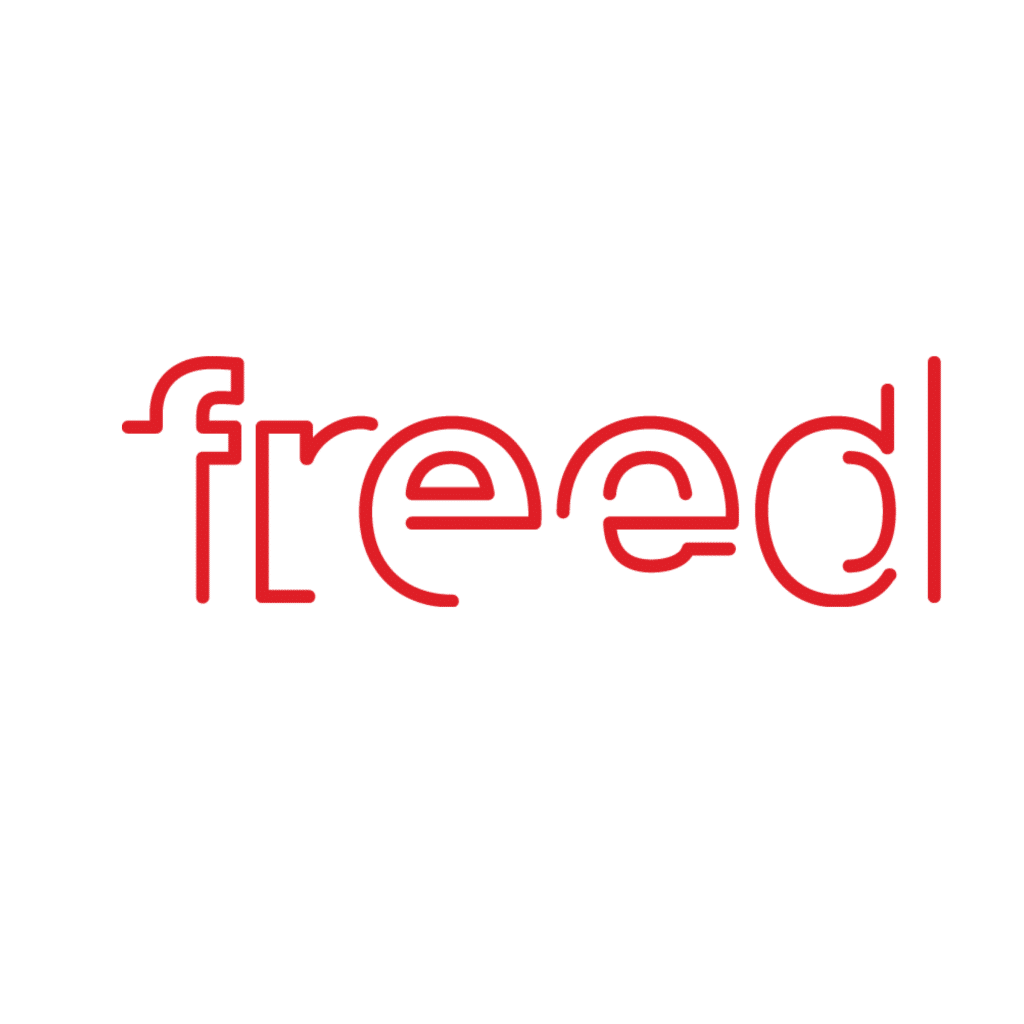 Freed Developments logo, a stylized red graphic representing the prominent Toronto condo developer featured