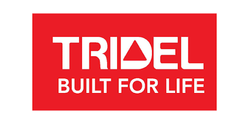 Tridel logo on a red background, showcasing the company's tagline "Built for Life," highlighting