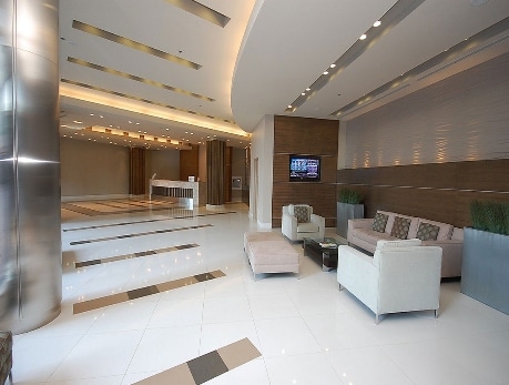 Elegant lobby showcasing the luxurious amenities of 16 & 18 Harbour St condos in Toronto’s