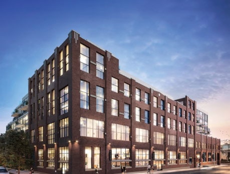 Modern brick condo building in Toronto's East End, showcasing the Wonder Condos at 462 Eastern