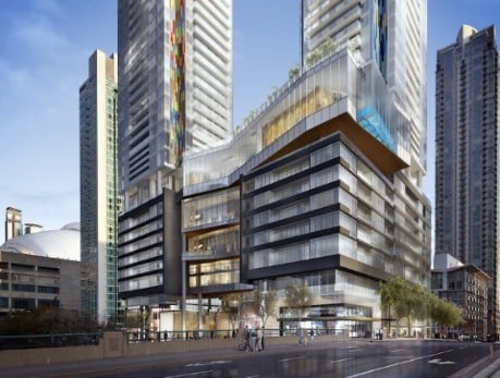 Architectural rendering of Concord Canada House in Toronto’s CityPlace, showcasing modern condo towers and vibrant