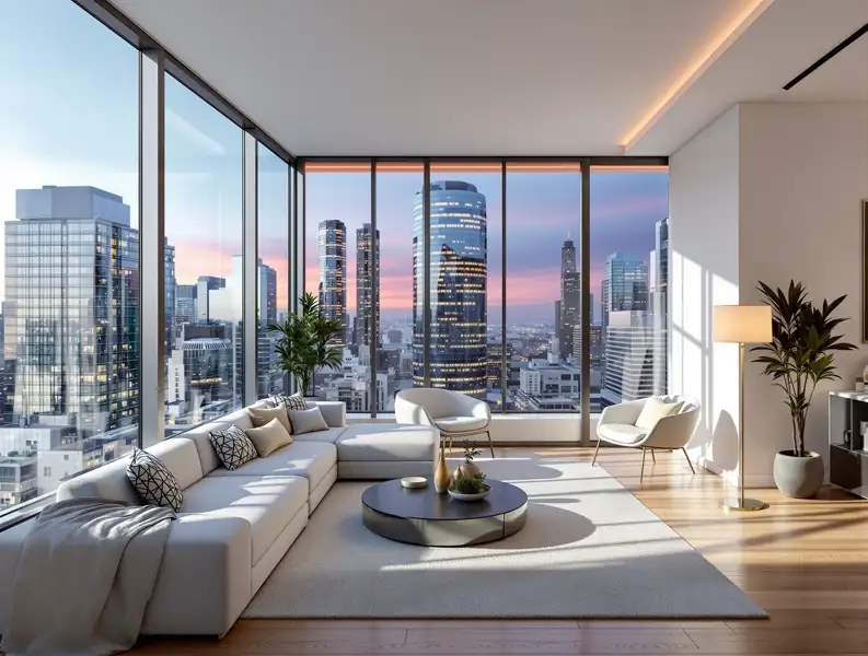 Modern Toronto condo interior with open living space and large windows